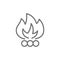 Bonfire, waste incineration, garbage line icon.