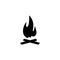 Bonfire with wood, camp sign flat vector black icon.