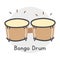 Bongo drum clipart cartoon style. Brown bongo drums percussion musical instrument flat vector illustration. Bongo drum vector