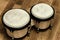 Bongo drums at home wooden surface