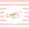 Bonjour gold rose pink white stripes preppy card banner background cover