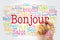 Bonjour Hello Greeting in French word cloud