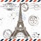 Bonjour Paris. Imitation of vintage post card with Eiffel tow