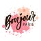 Bonjour Paris Phrase Vector Lettering Calligraphy Brush Watercolor