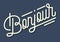 Bonjour Vintage Custom Script Lettering. Retro Cursive Character