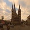 Bonn, Germany 25 of september 2017: Famous Central Cathedral of Bonn Bonner Munster in front of sunset sky. Election