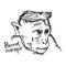 Bonnet macaque closeup - vector illustration sketch hand drawn w