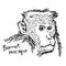 Bonnet macaque - vector illustration sketch hand drawn with black lines, isolated on white background