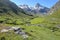 BONNEVAL-SUR-ARC, FRANCE: view of the mountains above the hamlet L`ecot in Vanoise National Park, Northern Alps