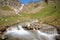 BONNEVAL-SUR-ARC, FRANCE: Waterfall and torrent above the hamlet L`Ecot, Vanoise National Park, Northern Alps