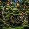 A bonsai forest that has grown into a miniature, enchanted kingdom, complete with tiny castles2