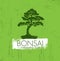 Bonsai Gardening Club Creative Vector Design Concept. Zen Tree Icon Illustration On Rough Background