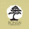 Bonsai Gardening Club Creative Vector Design Concept. Zen Tree Icon Illustration On Rough Background