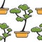 Bonsai Japanese symbol indoor plant seamless pattern