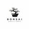 Bonsai logo design. Japanese Mini Small Plant Tree on Pot Silhouette logo design