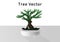 Bonsai Pinus Pine tree vectors with little couple birds in the marble cement pot