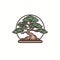 Bonsai Tree 2D Flat Vector Logo Icon Illustration