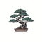 Bonsai Tree 2D Flat Vector Logo Icon Illustration