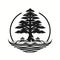 Bonsai Tree 2D Flat Vector Logo Icon Illustration Black & White