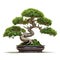 Bonsai tree, beautiful winding trunk, ornamental tree, isolated white background