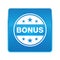 Bonus badge icon shiny blue square button