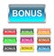 Bonus buttons, icons set, vector