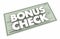 Bonus Check Extra Additional Money Earned Paycheck 3d Illustration