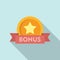 Bonus coin icon, flat style