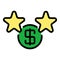 Bonus dollar star icon color outline vector