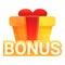 Bonus gift box icon, cartoon style