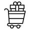 Bonus gift shop cart icon, outline style