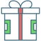 Bonus prize gift box icon flat vector design