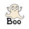 Boo. Ghost time. Halloween theme. Handdrawn lettering phrase. Design element for Halloween. Vector handwritten