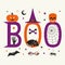 Boo Hallowen holiday quote fancy vector poster