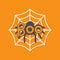 Boo text. Spider round web flat vector