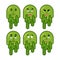 Booger emotions set. Cheerful and sad snot. Evil and good of snivel. Green slime lump