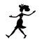 Boogie woogie female dancer black silhouette vector illustration