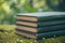 Book adorned with nature, green cover, literary celebration of outdoors