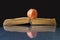 Book and apple rests upon glass table