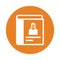Book authorship icon. Rounded orange color design