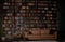 Book background. Selective focus. Blurred texture of old books. Bookshelves in the library