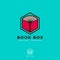 Book Box logo. Online book store. Digital library. Open book on a hexagon.