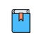 Book, criminal administrative code, constitution flat color icon.
