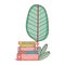 Book day, books tree foliage isolated icon