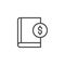 Book and dollar coin outline icon