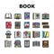 Book Educational Literature Read Icons Set Vector