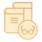 Book with eyeglasses flat icon. Book and glasses orange icons in trendy flat style. Read gradient style design, designed