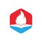 Book fire vector logo design.