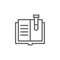 Book, flask icon. Element of bio engineering illustration. Thin line icon for website design and development, app development.