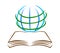 Book and globe logo vector.Education logo.